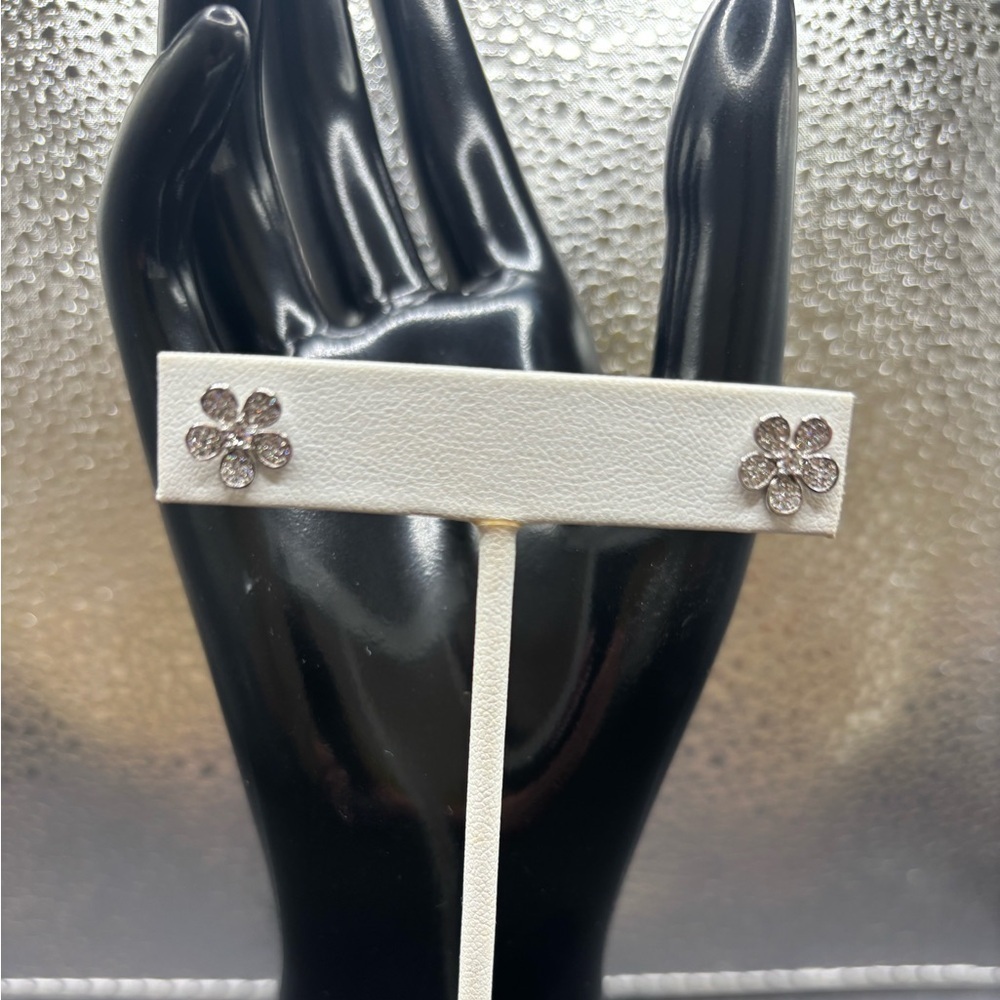 Elegant Sterling Silver White Floral Earrings